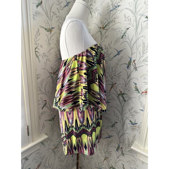 T-Bags Los Angeles Women’s Halter Mini Dress In Neon Carnival Size XS - Picture 7 of 9